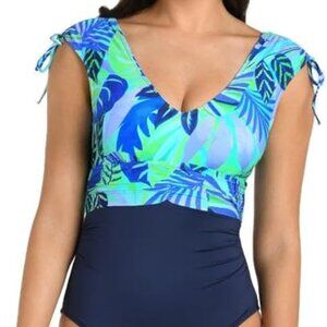 24th & Ocean Women's V-Neck One Piece Swimsuit